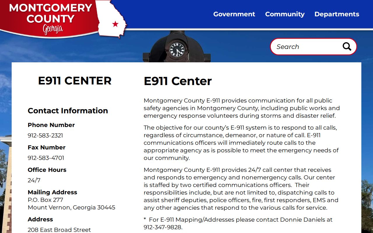 Montgomery County E-911 page serving Mount Vernon records